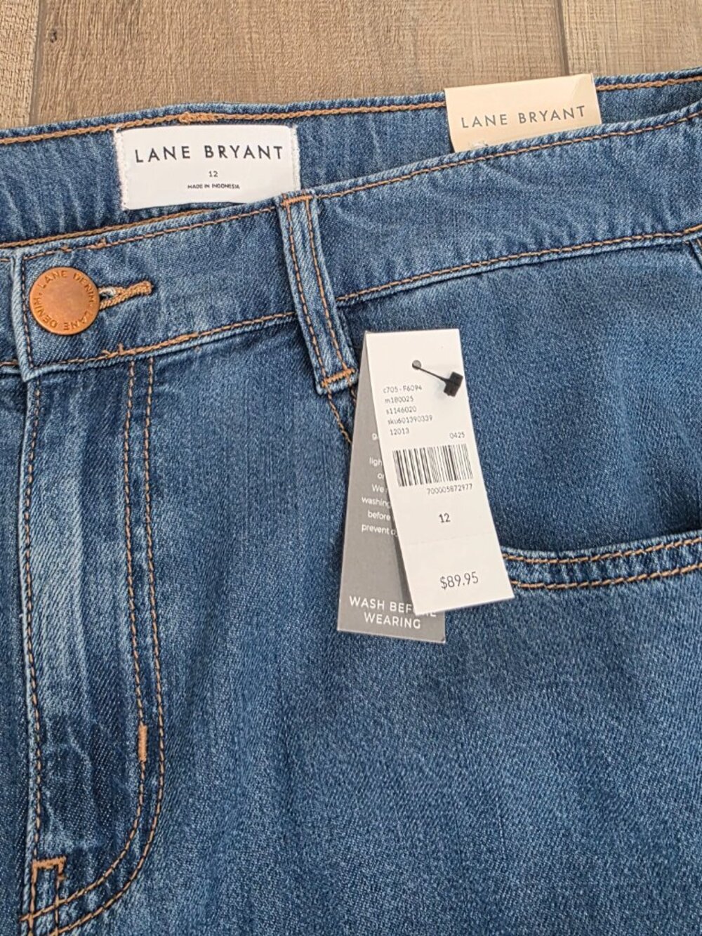 Lane Bryant Demin Maxi Skirt Size 12 Mid Rise Raw Hem Pockets Relaxed NEW - Picture 2 of 10